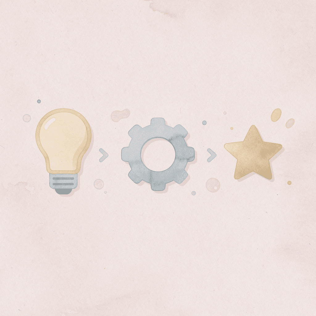 Icons showing progression from uncertainty to confidence