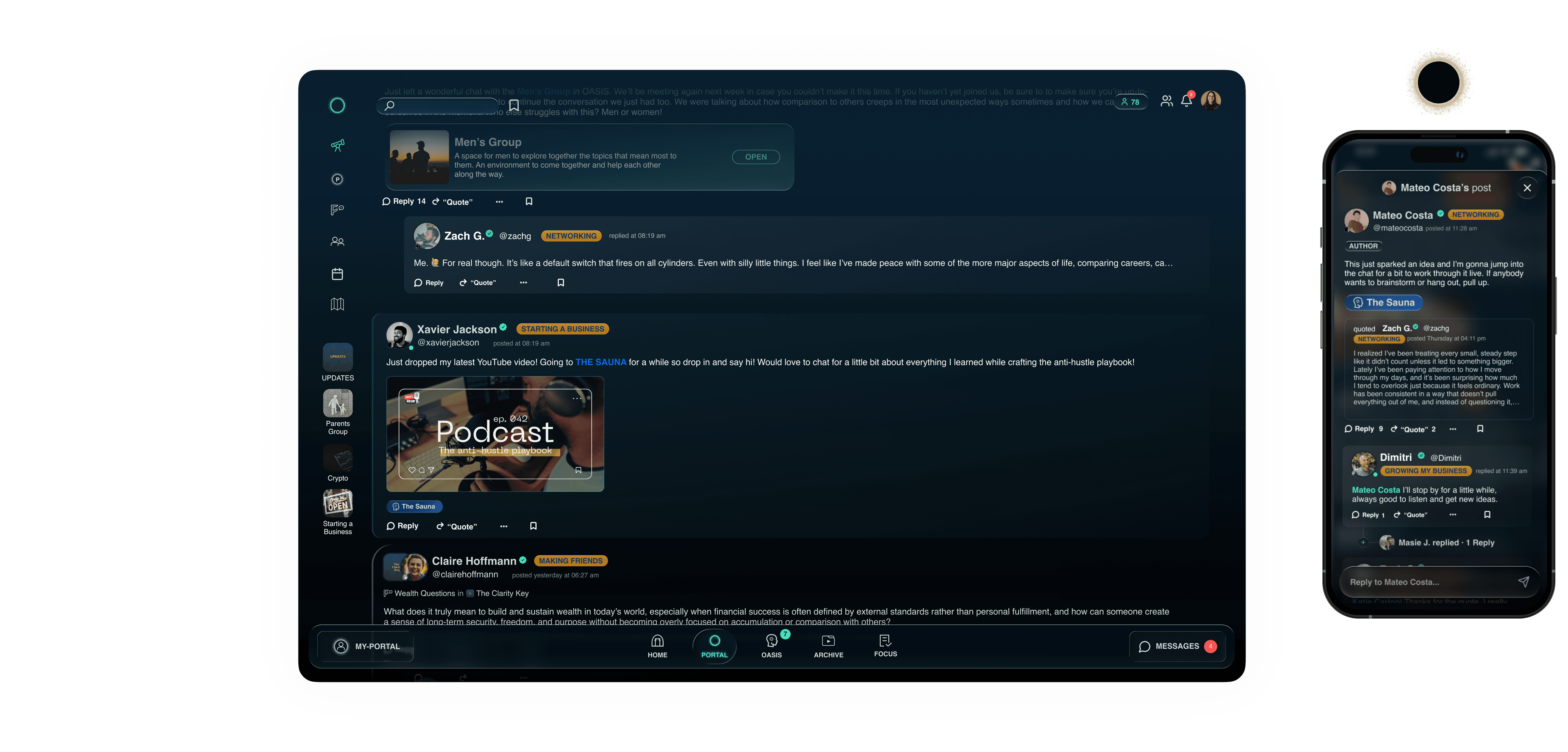 Laptop and Phone showing Explore Feed