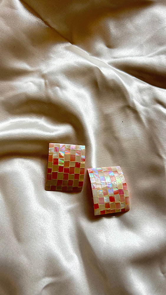 Vintage Tile Clip On Earring