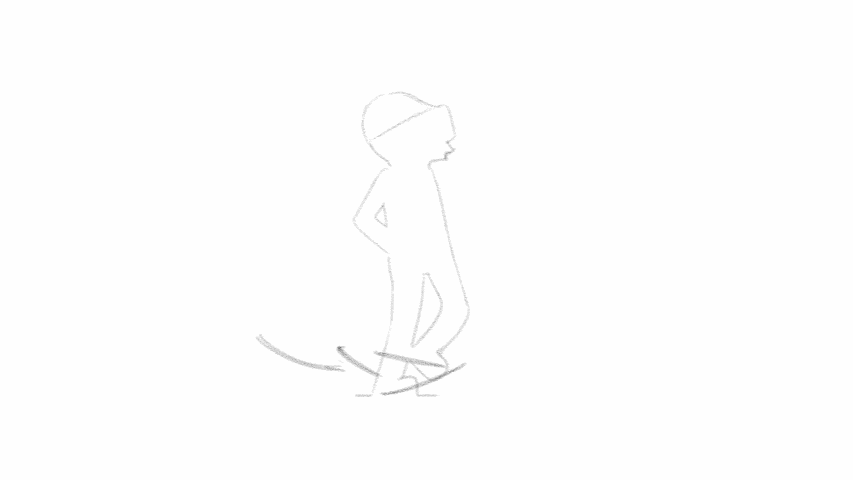 Der Prozess von Skizze, Groblayout, Hintergrund und finalem Bild anhand einer kurzen Animation