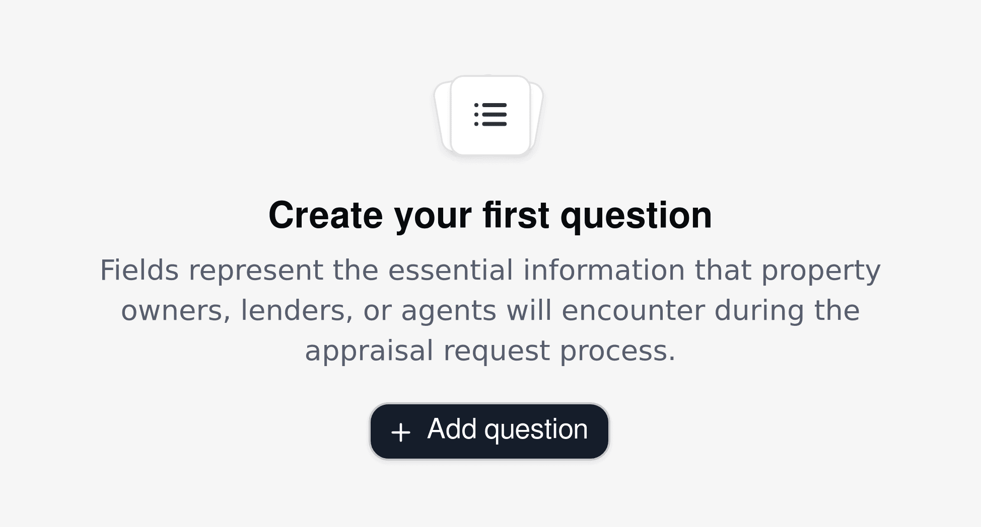 Create form template for property appraisal routing intake, with custom questions for property details and client needs.