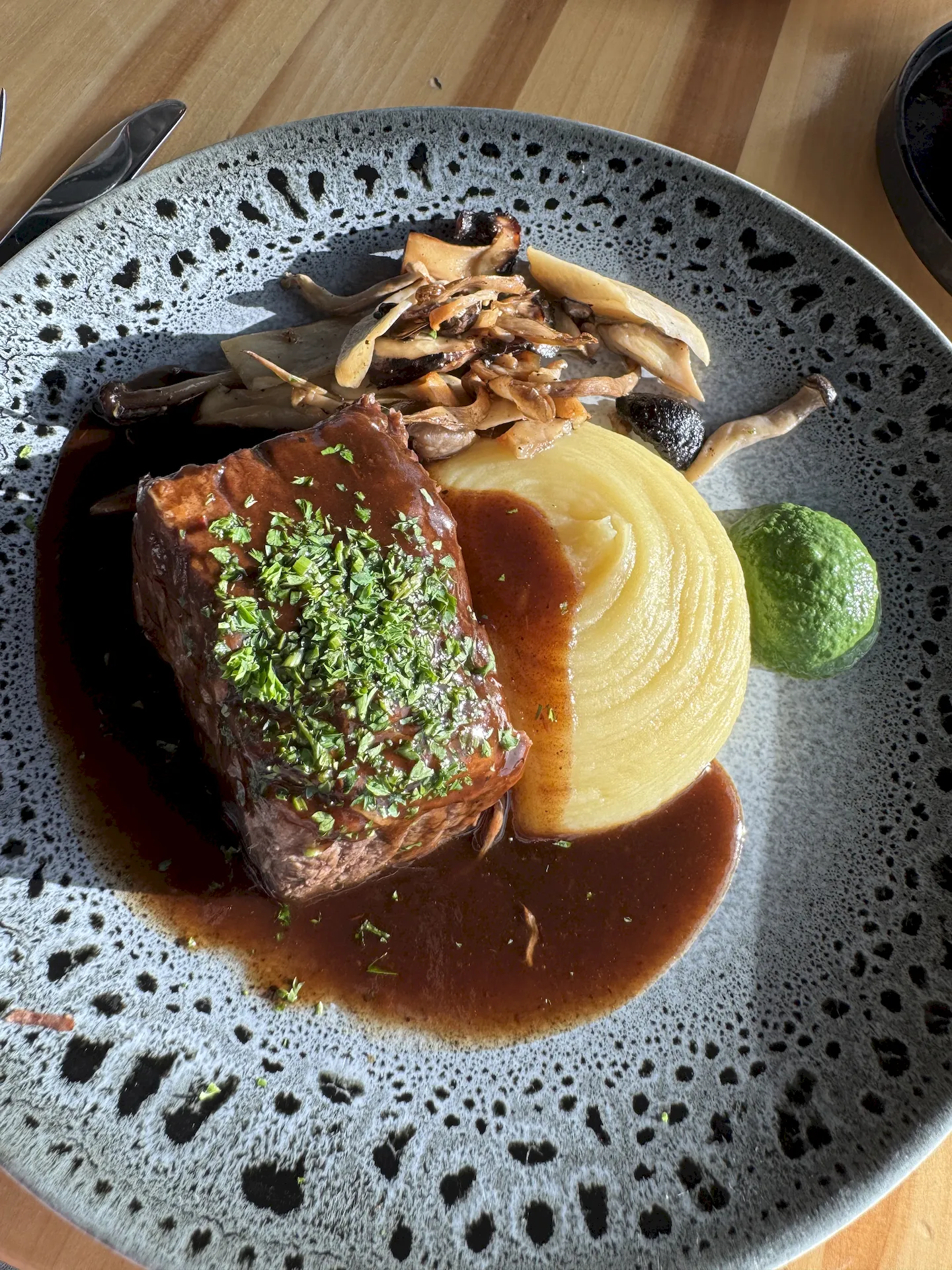Steak & potato dinner at a fancy restaurant in Banff
