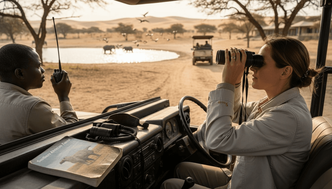 Guest watching wildlife with private guide