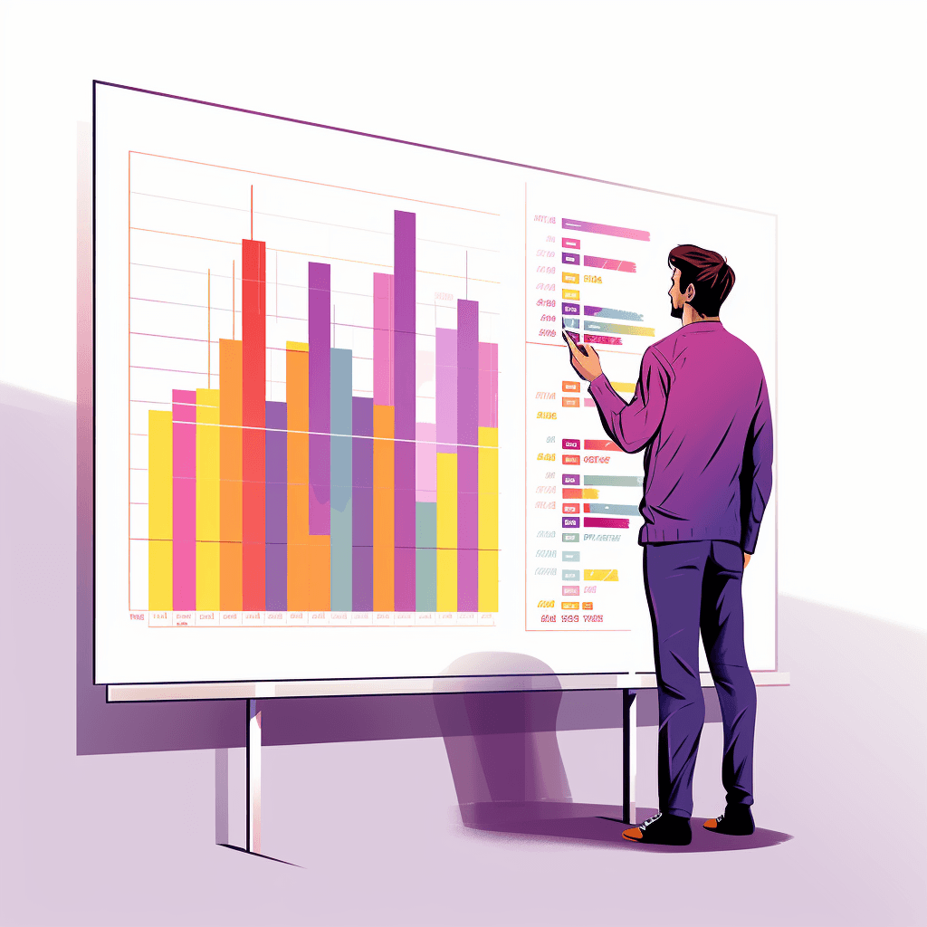 A man analyzing data on a large display