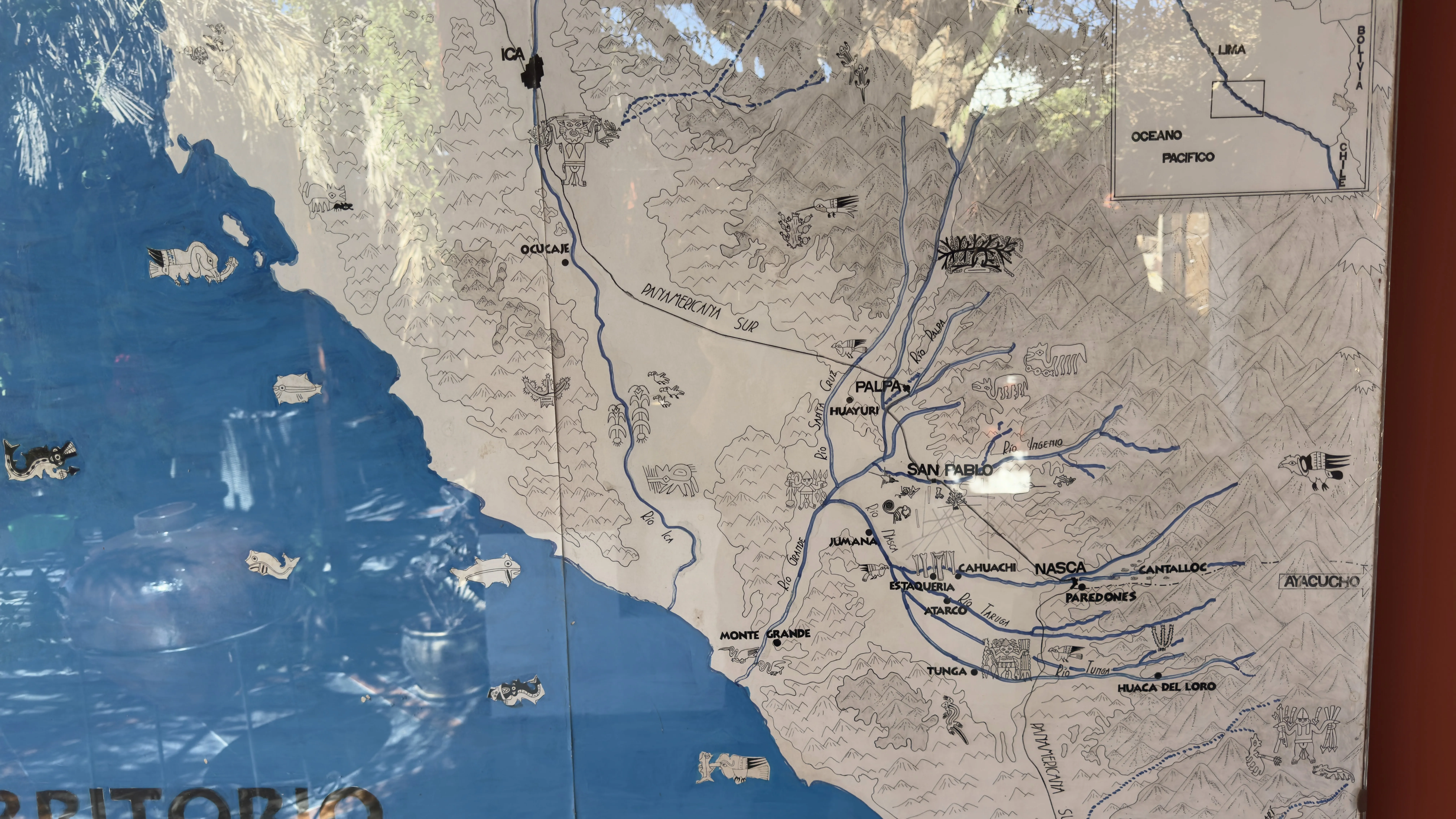 A map showing the Nazca Lines in Peru