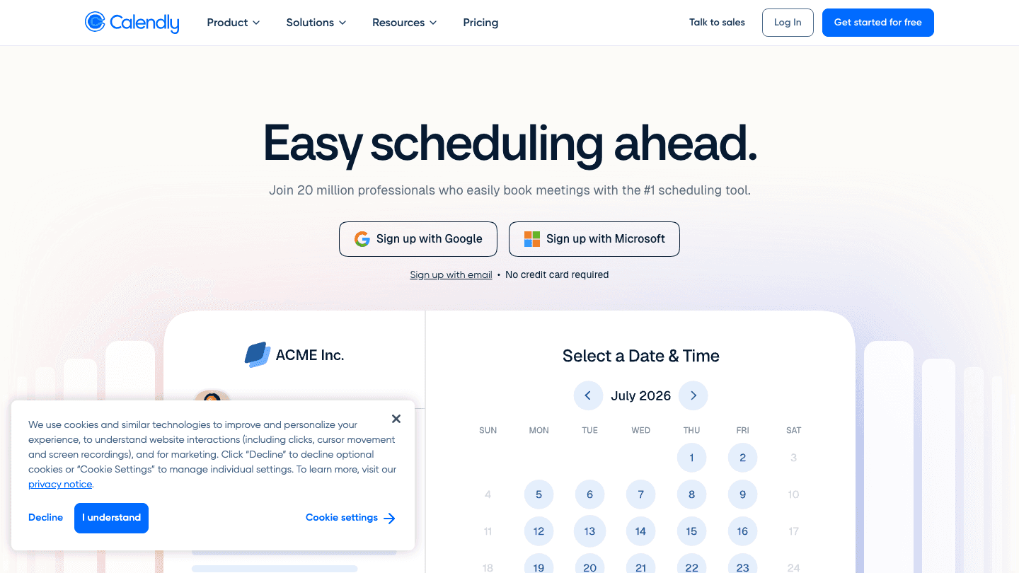 Calendly website screenshot