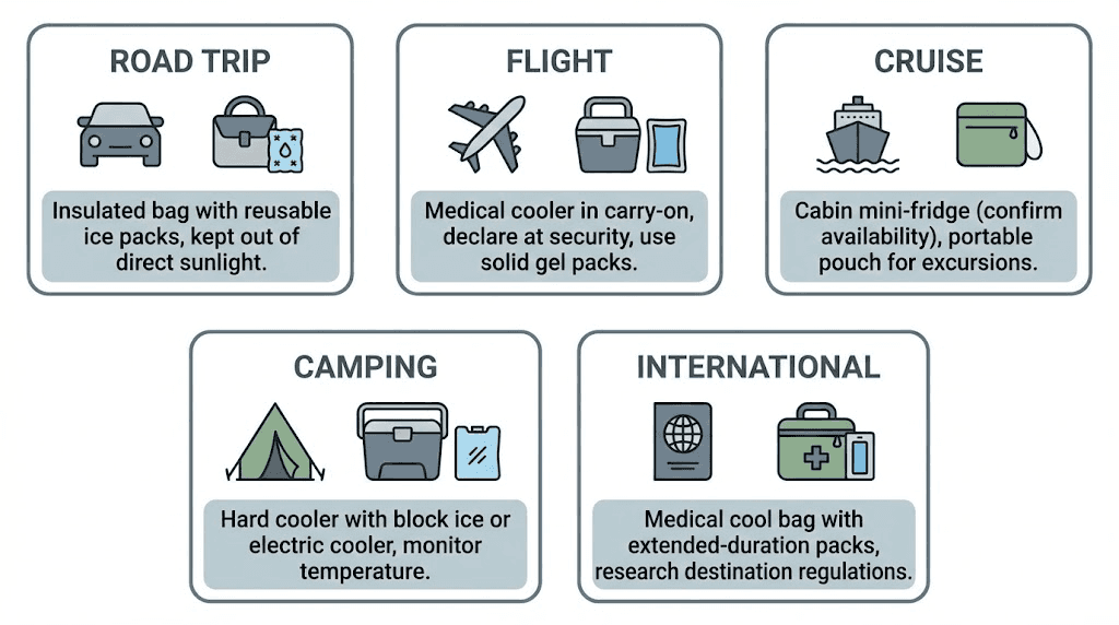 Semaglutide travel storage solutions for different trip types