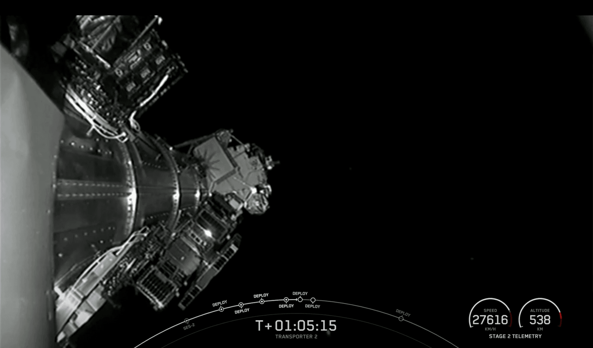 screen capture of satellite release in space
