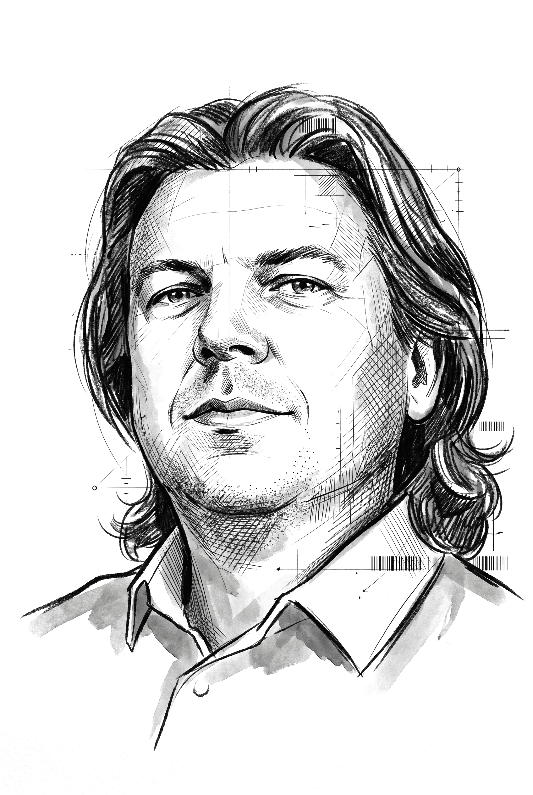 Illustrated portrait of Daniel Haders II, Ph.D., Founder and CEO of Model Medicines
