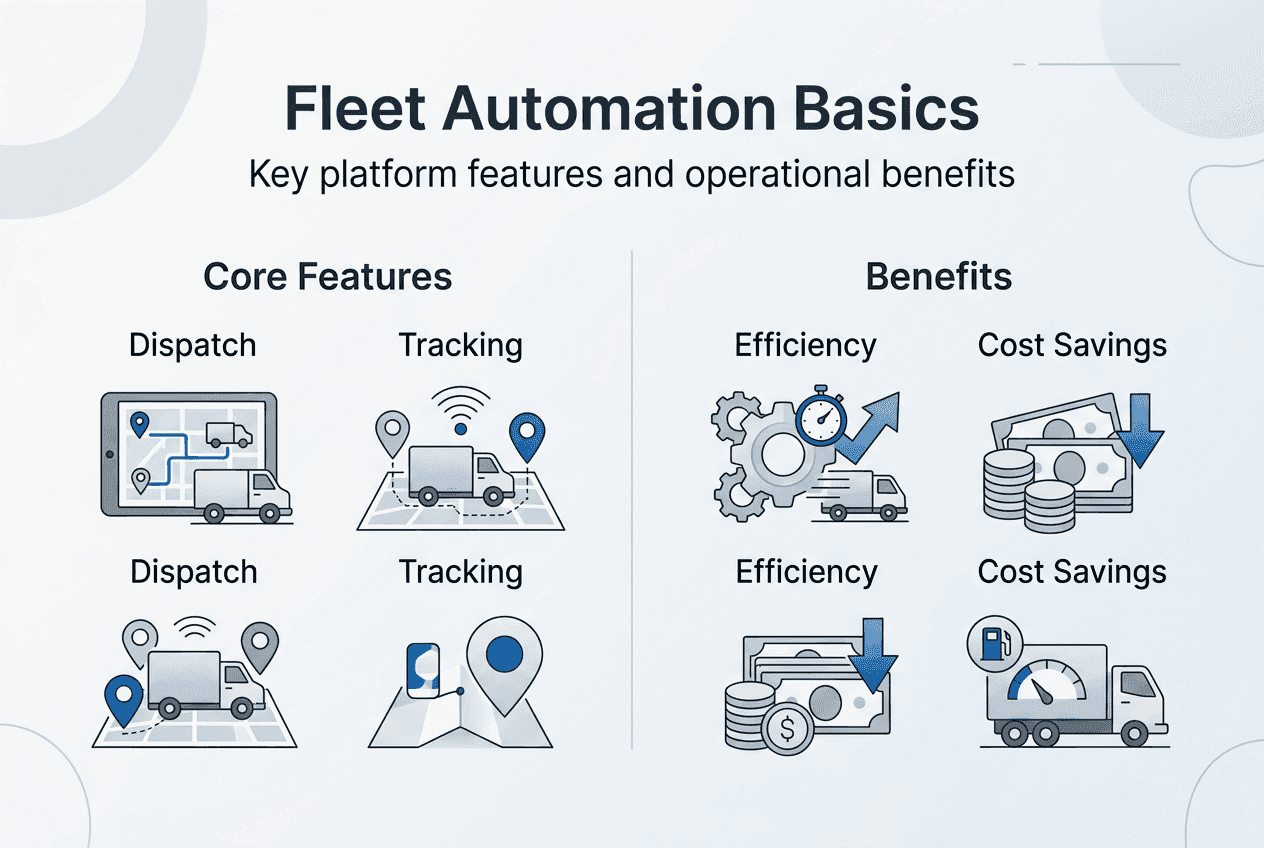 Infographic showing fleet automation features and benefits