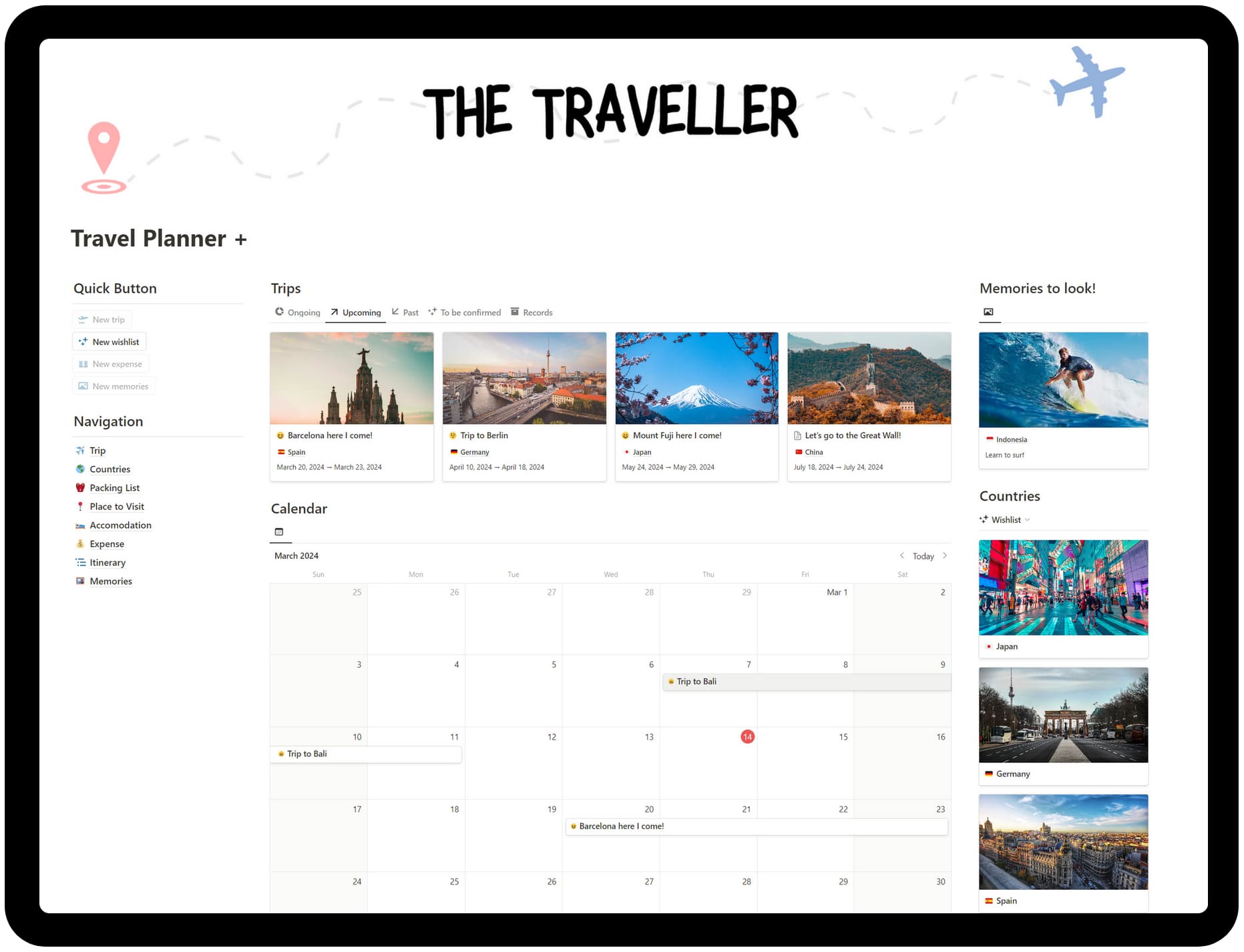 Travel Planner Notion