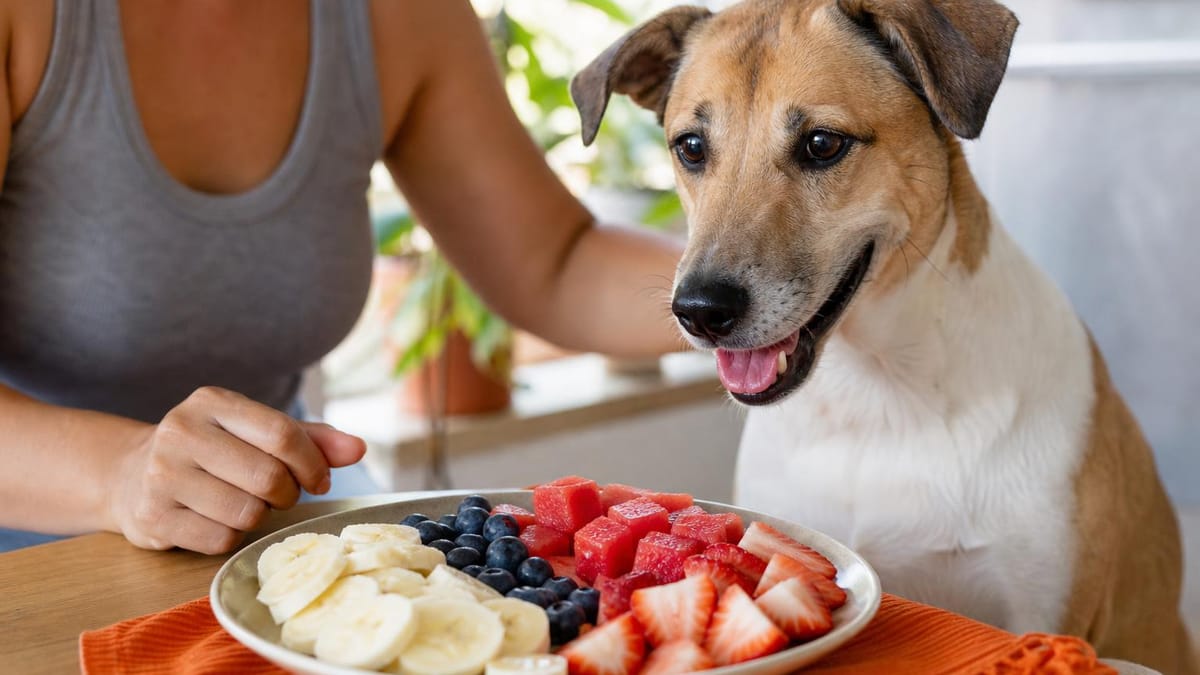 frutas para cachorros seguras como morango, mirtilo, banana e melancia