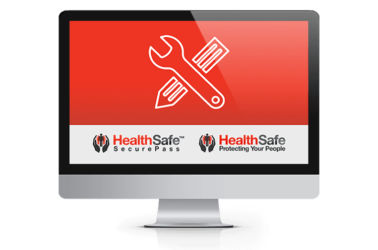 computer with healthsafe logo and icon on screen