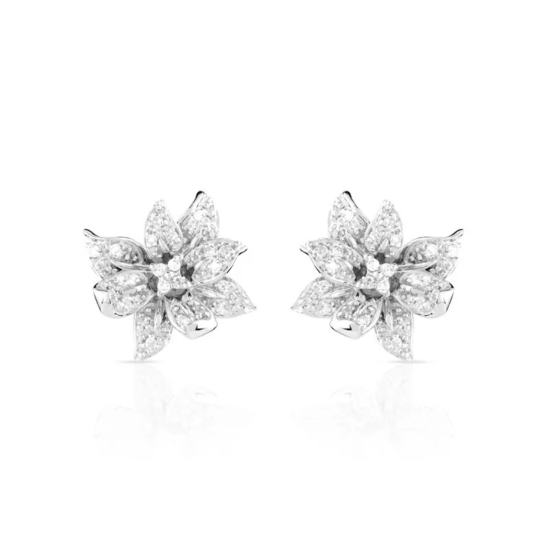 Boucles d'oreilles en or blanc 750 sertie de diamants