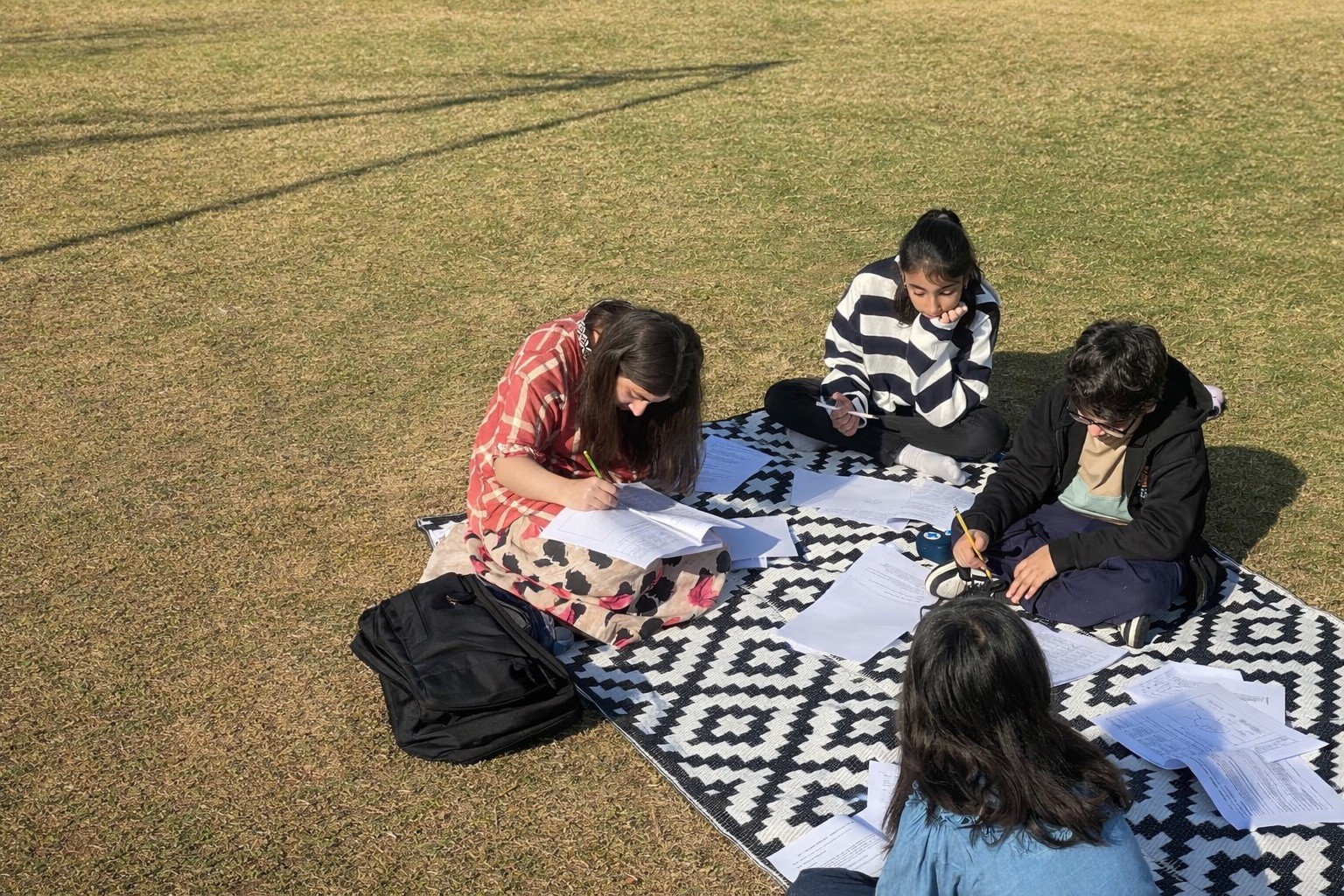 Team working in an office watching at a presentation