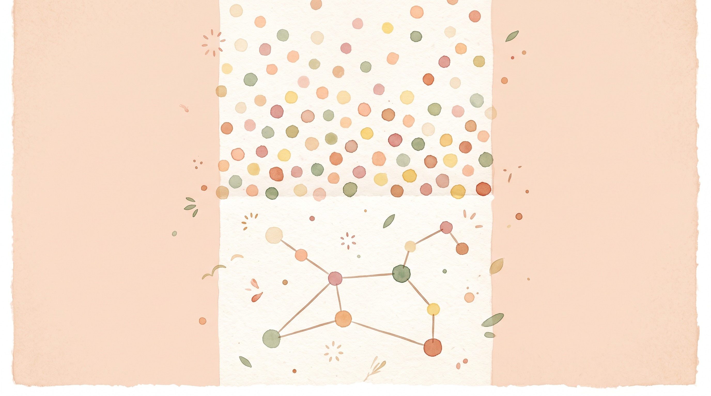 Scattered dots resolving into constellation