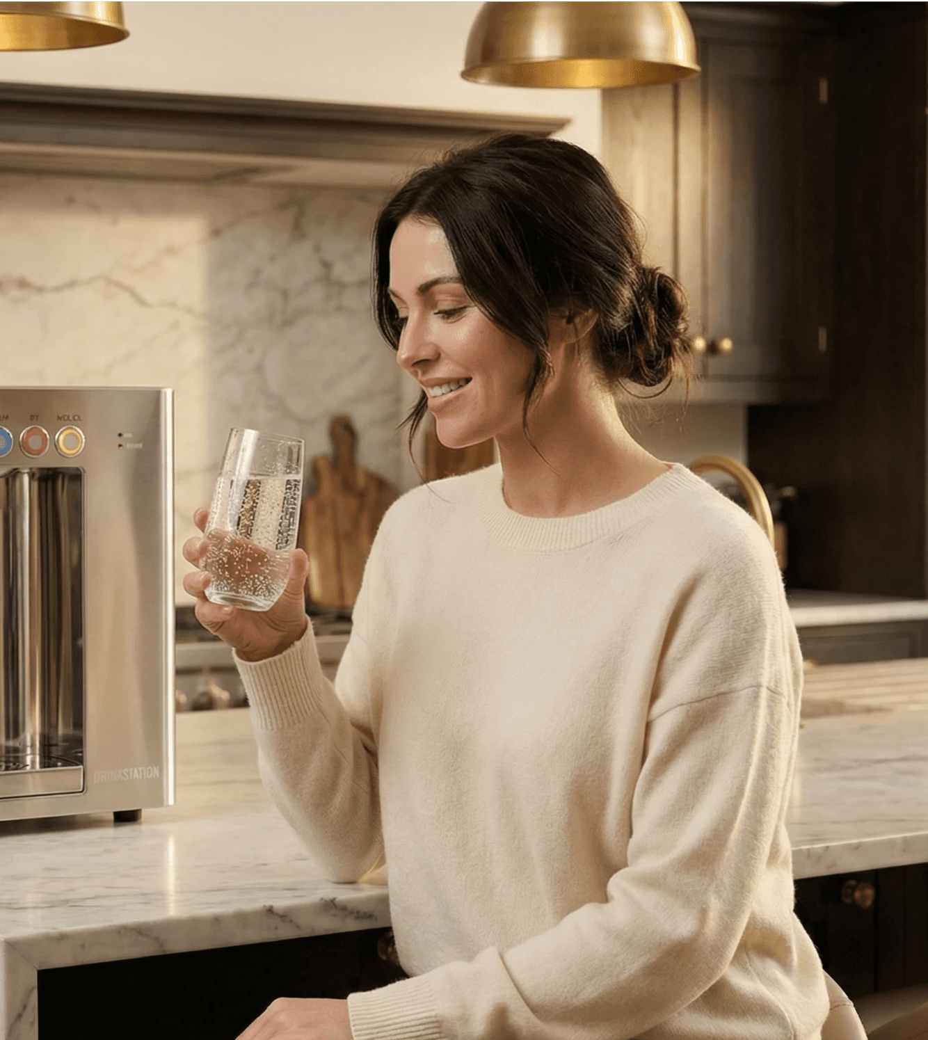 two people looking at a tablet and smiling