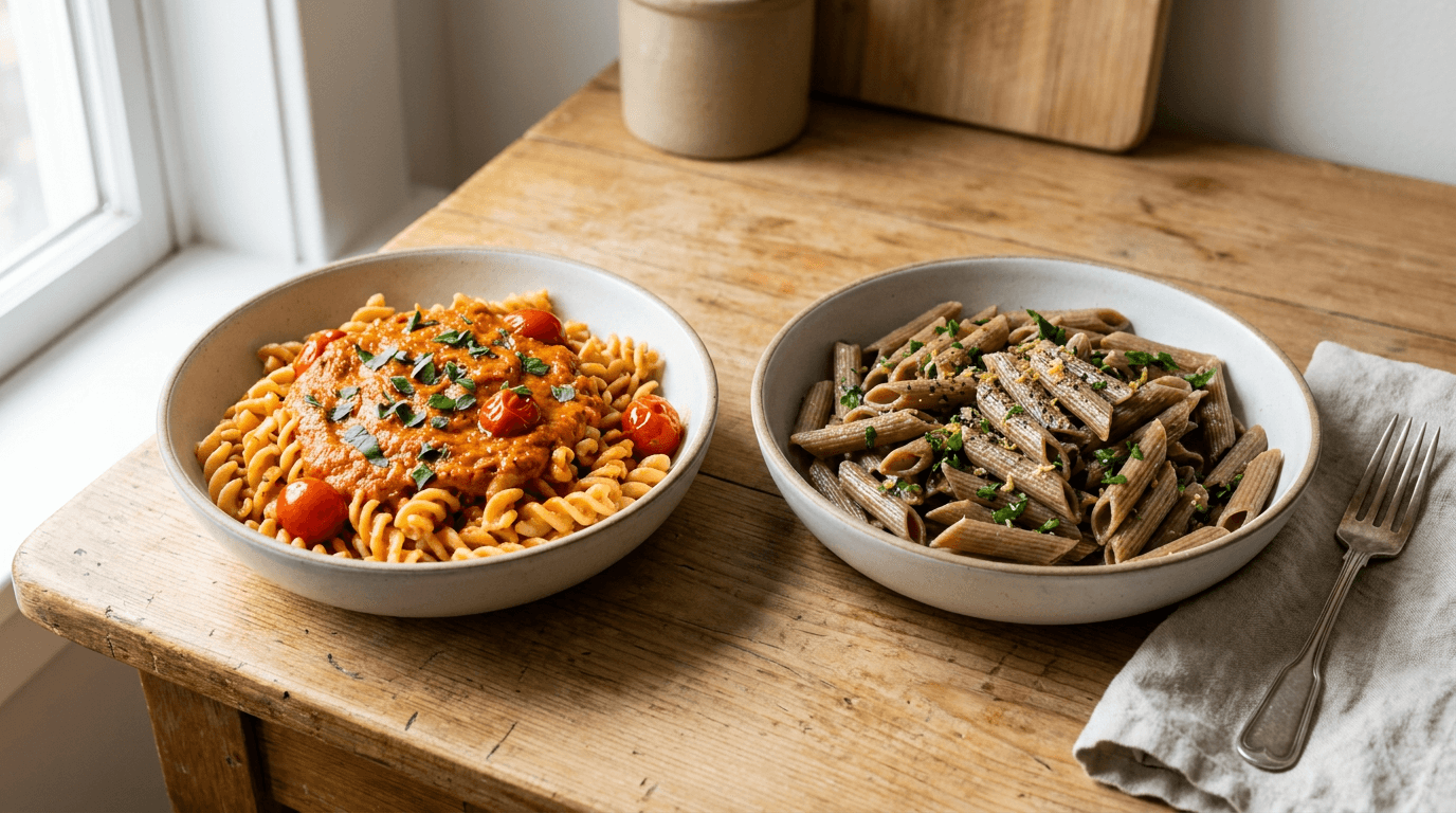 chickpea pasta and lentil pasta as healthy low carb pasta alternatives