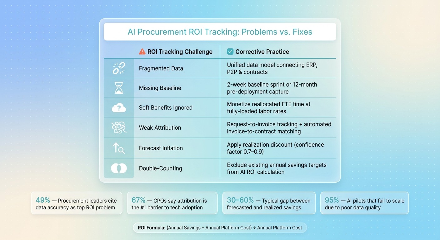 AI Procurement ROI Tracking: Key Metrics, Problems & Fixes