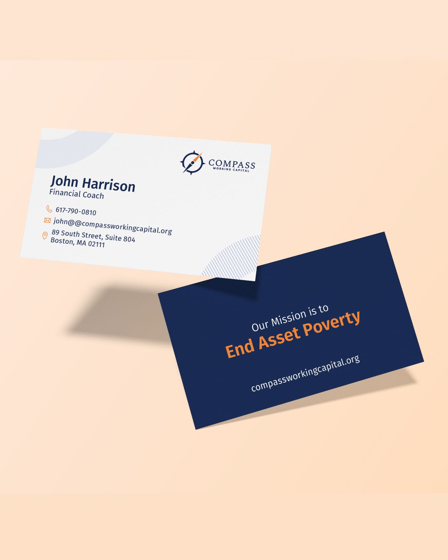 Branded letterhead design for CFCIM on a dark blue background, accompanied by office stationery — showcasing Creative Cycle’s print collateral and visual identity work for community-focused organizations