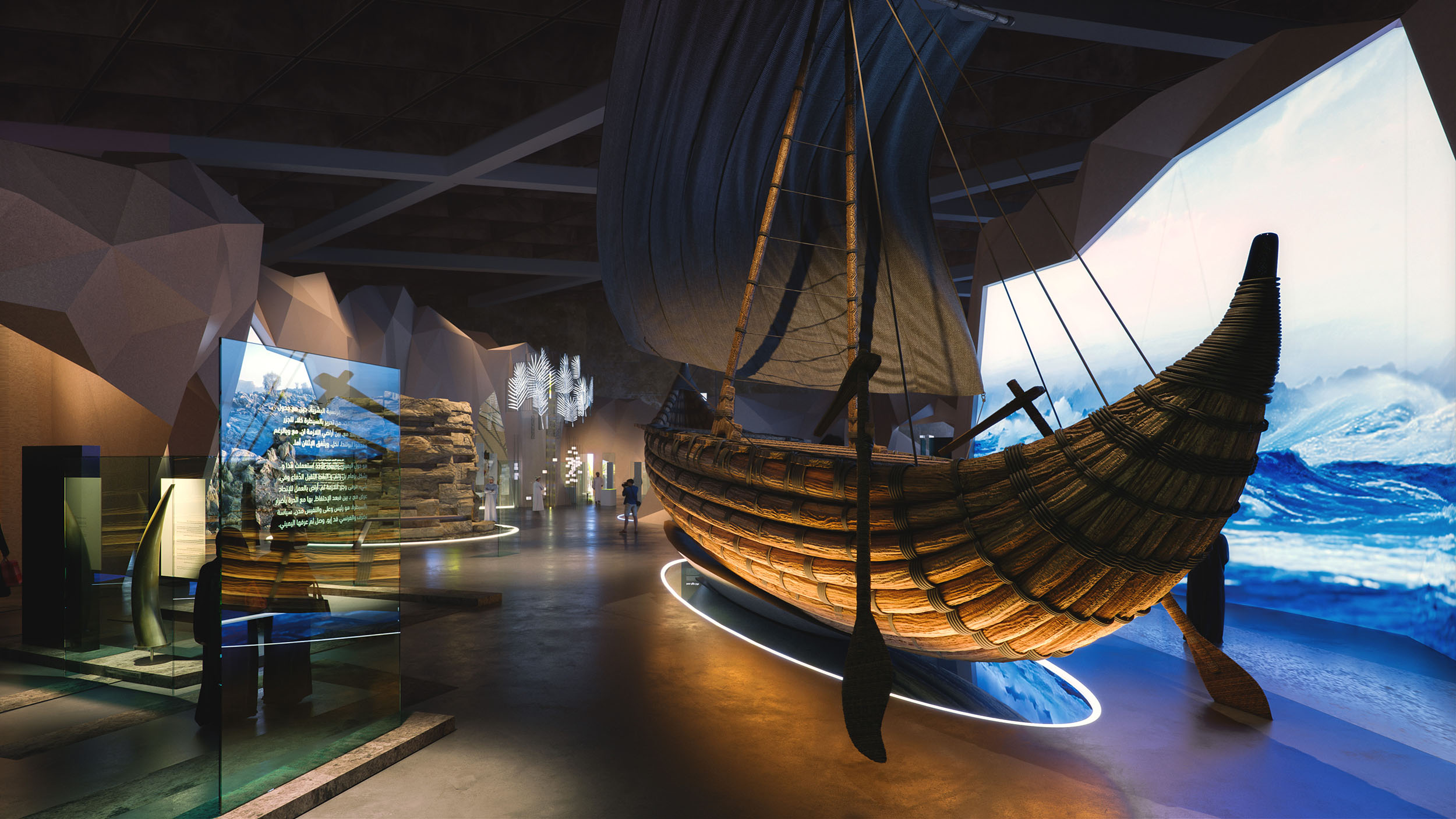 Architectural CGI render of museum exhibit, visual storytelling