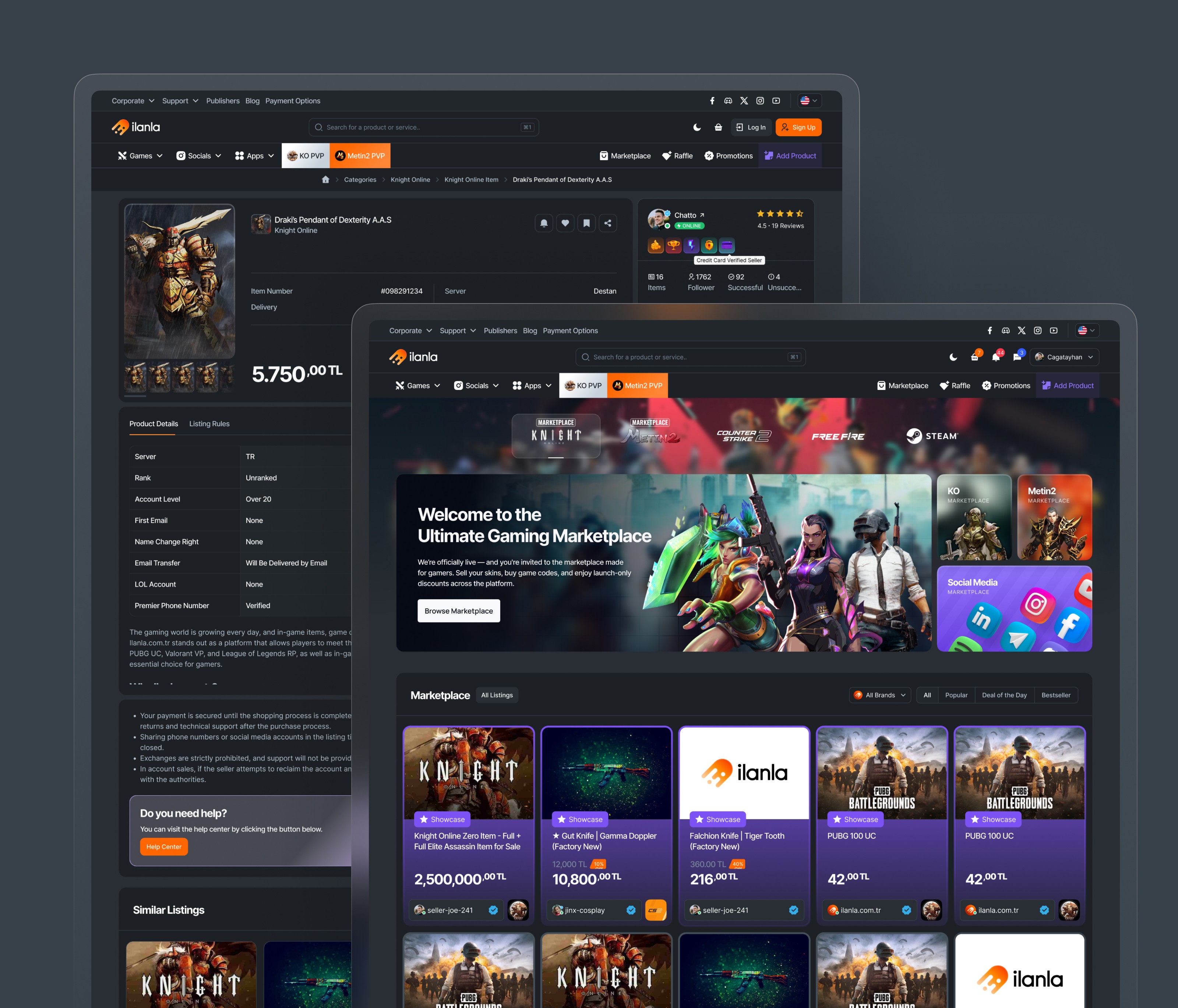 Ilanla - Gaming Marketplace UI/UX Design