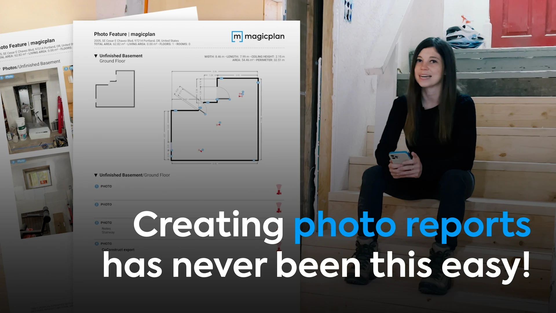 fonctionnalité de plan magique montrant la création facile de rapports photo pour la documentation de projet