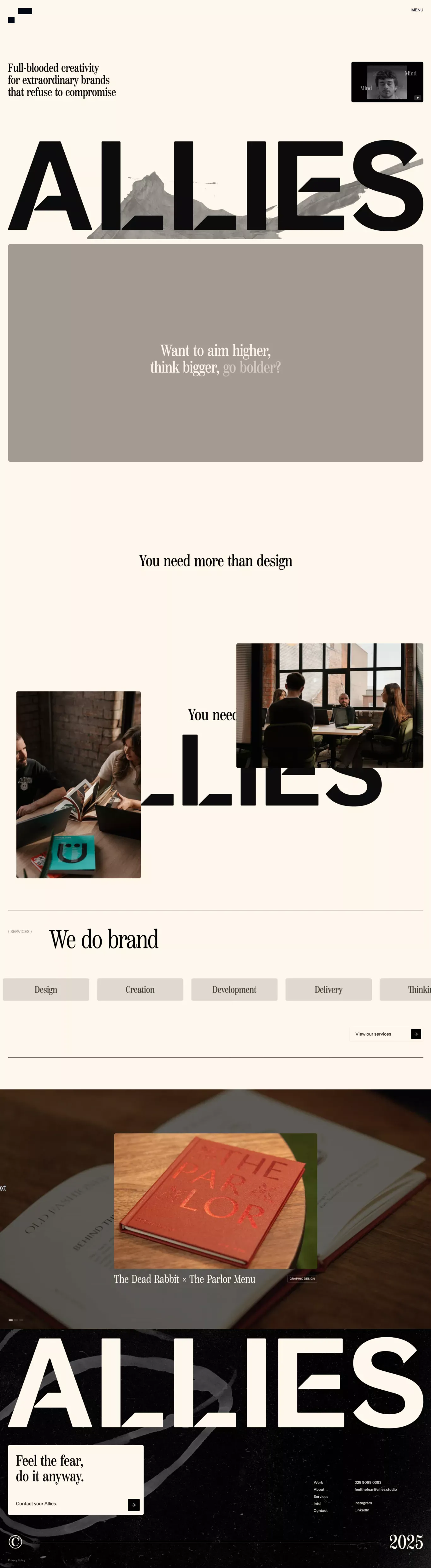 Allies portfolio page screenshot showcasing Design and Tech design