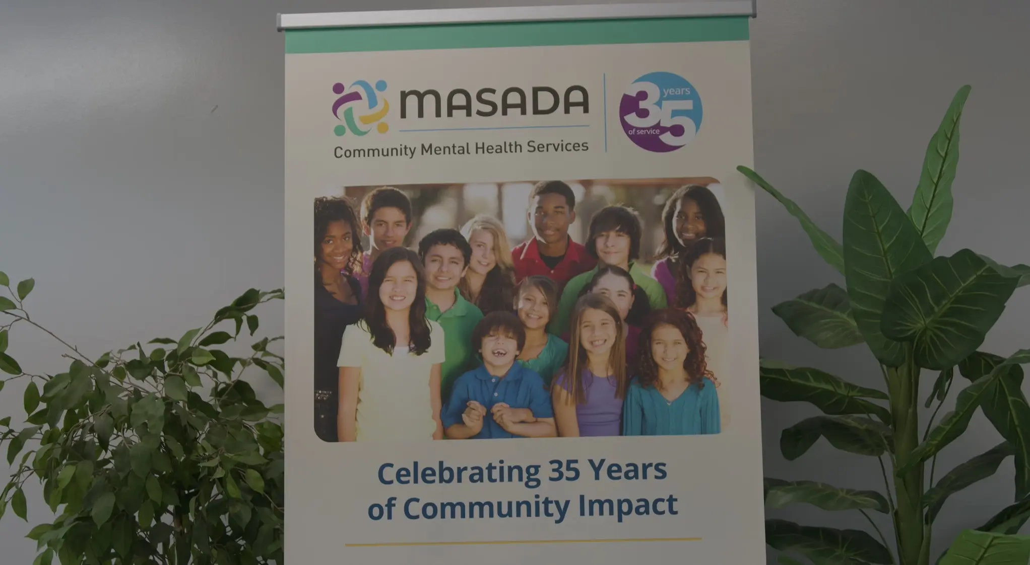 Masada's poster celebrating 35 years of community impact