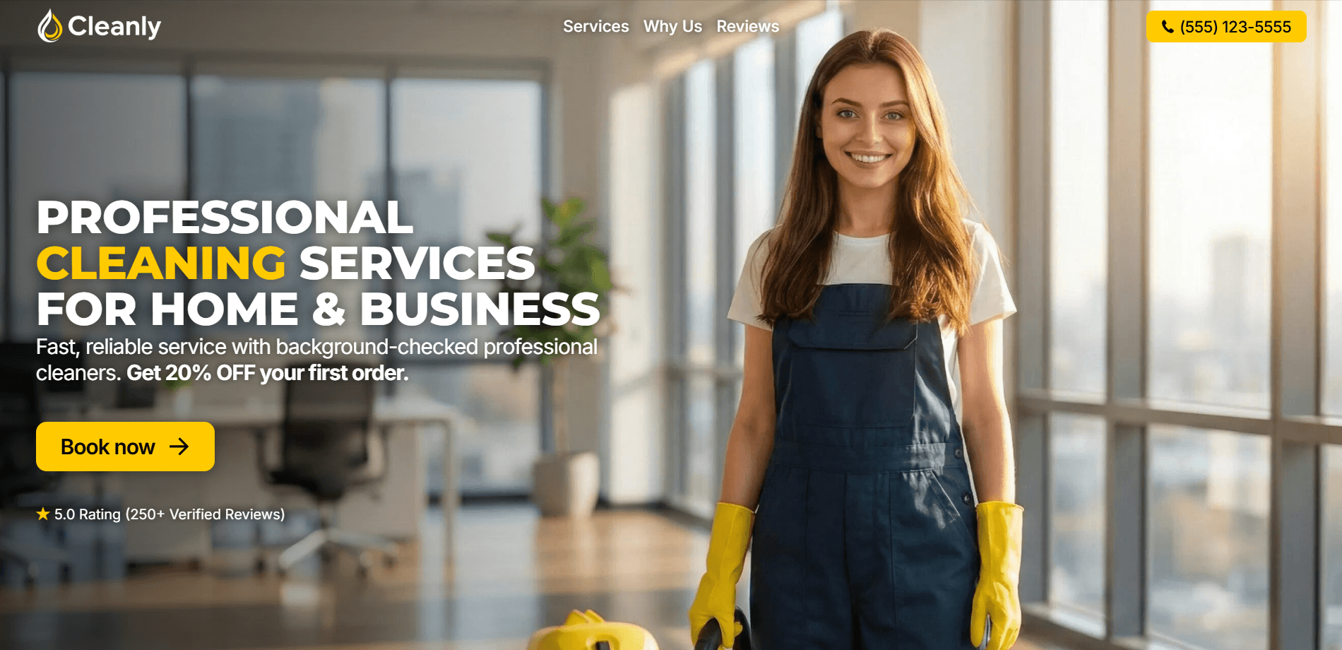 Cleaning Service Carrd template desktop preview