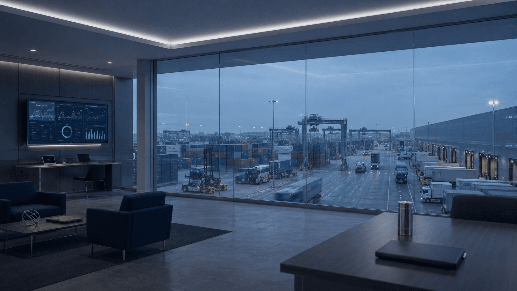 Logistics & Trade Centre from view of modern office.