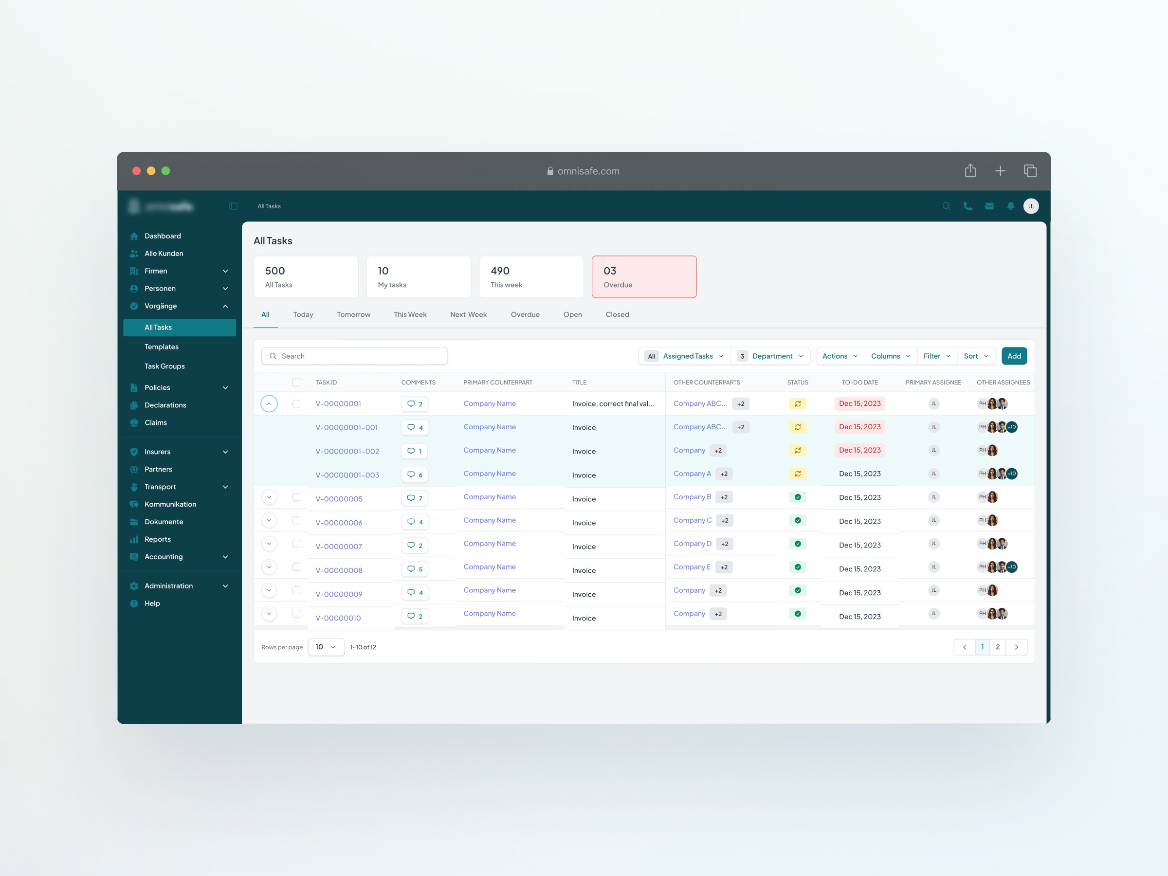 List View CRM Product Design