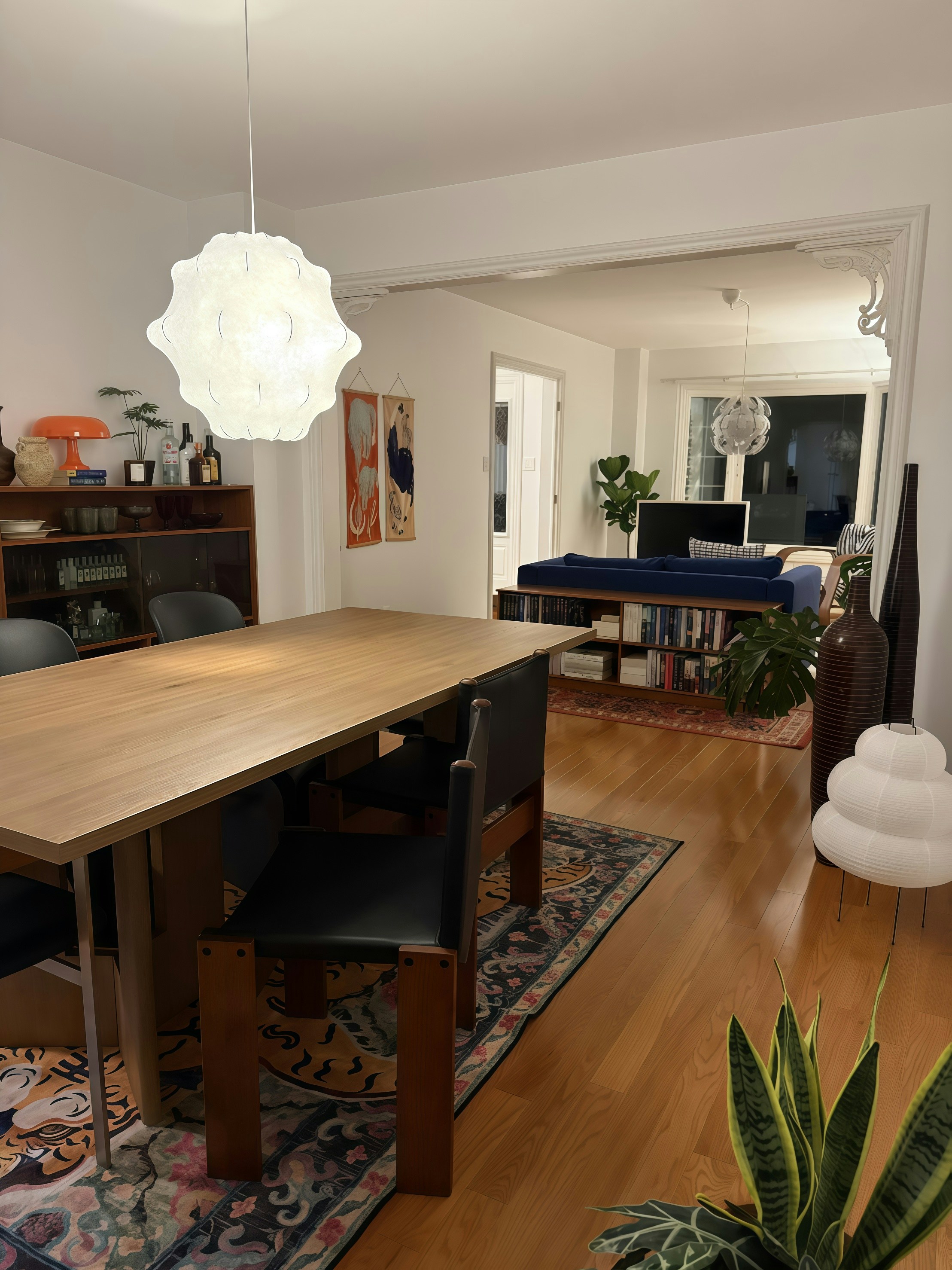Dining area and living room interior