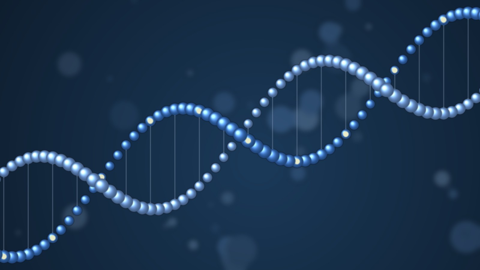 Abstract double-helix strand with glowing marker points