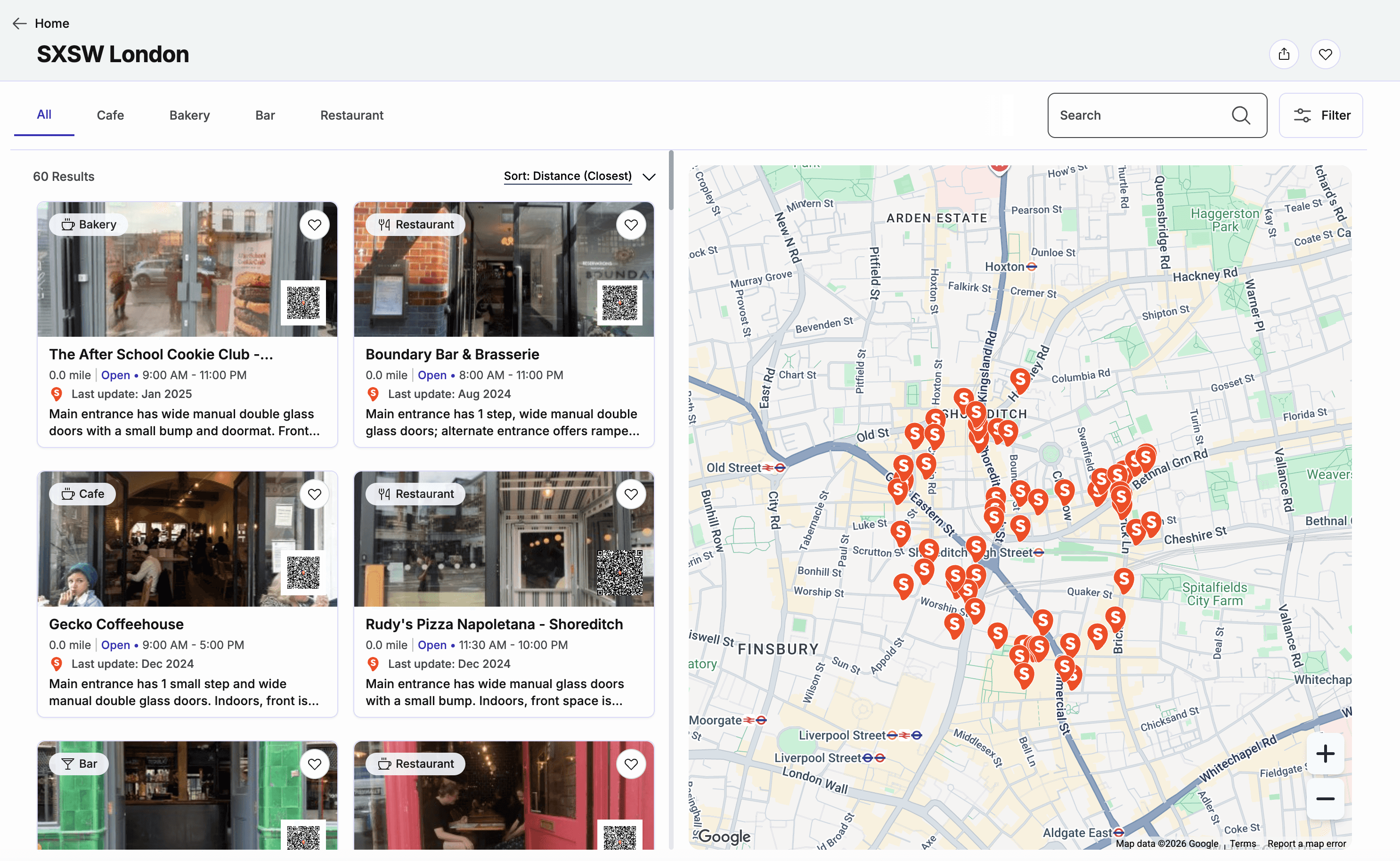 screenshot of the Sociability SXSW London Area Map