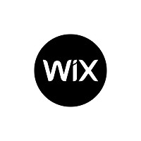 The image features the Wix logo, which is a simple, bold, white "WiX" text centered within a solid black circle, representing the popular website building platform.
