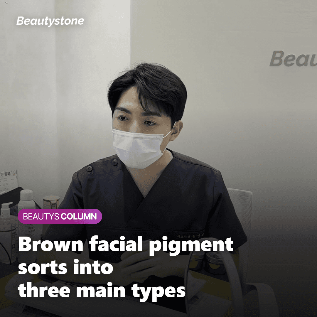 Illustration showing brown facial pigment sorted into three main types
