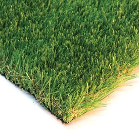 The green and lime green and contrasting thatching colors, brown and jute, contribute to this AGL Grass swatch's realistic artificial turf look and feel.