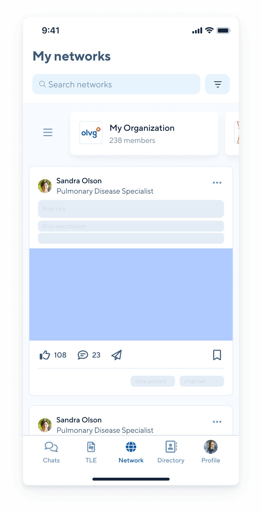 Doctolib Connect My networks feed view