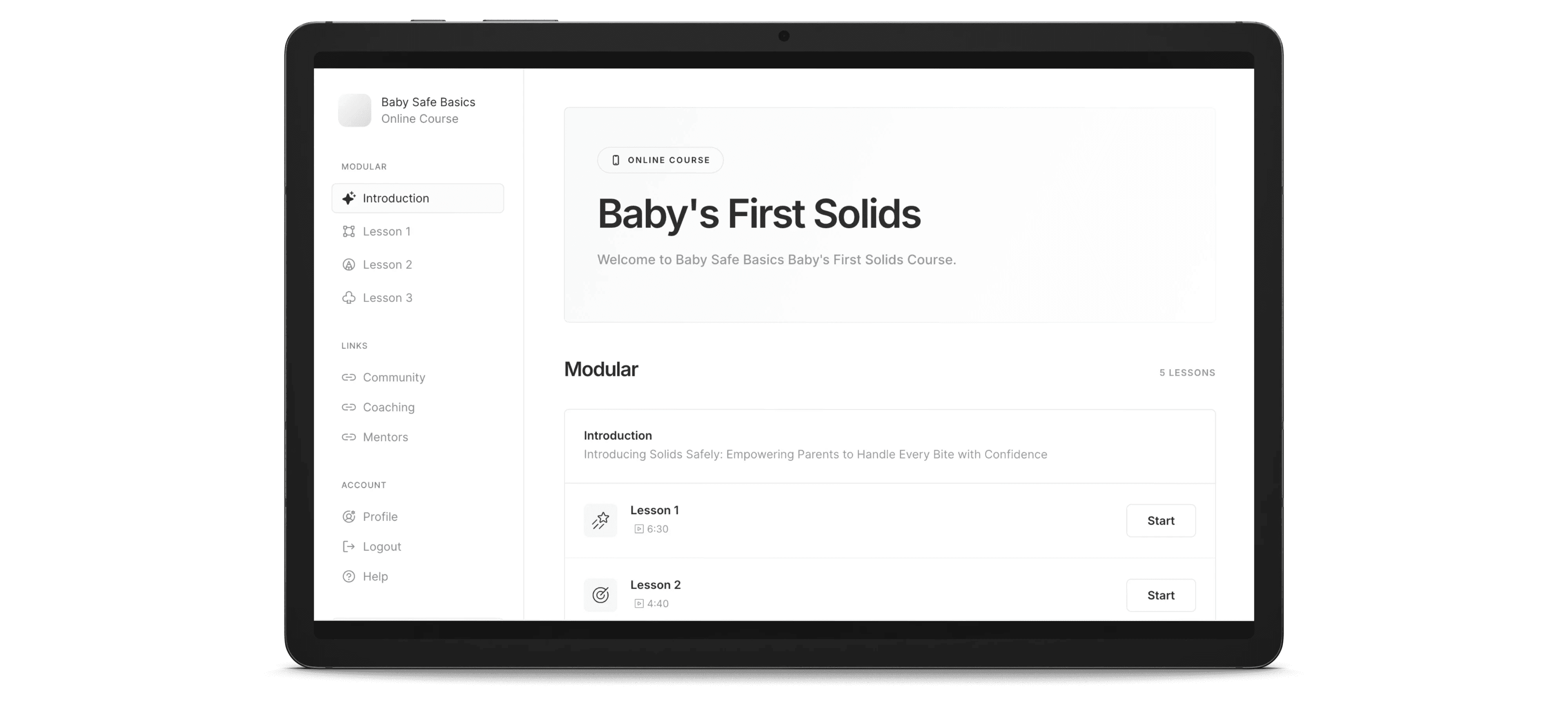 Ipad Preview of Baby's First Solids Screen