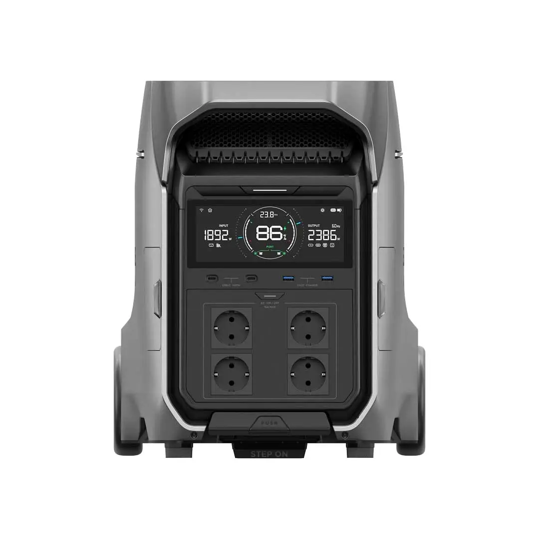 Передня панель EcoFlow DELTA Pro 3 з дисплеєм, USB-портами та розетками