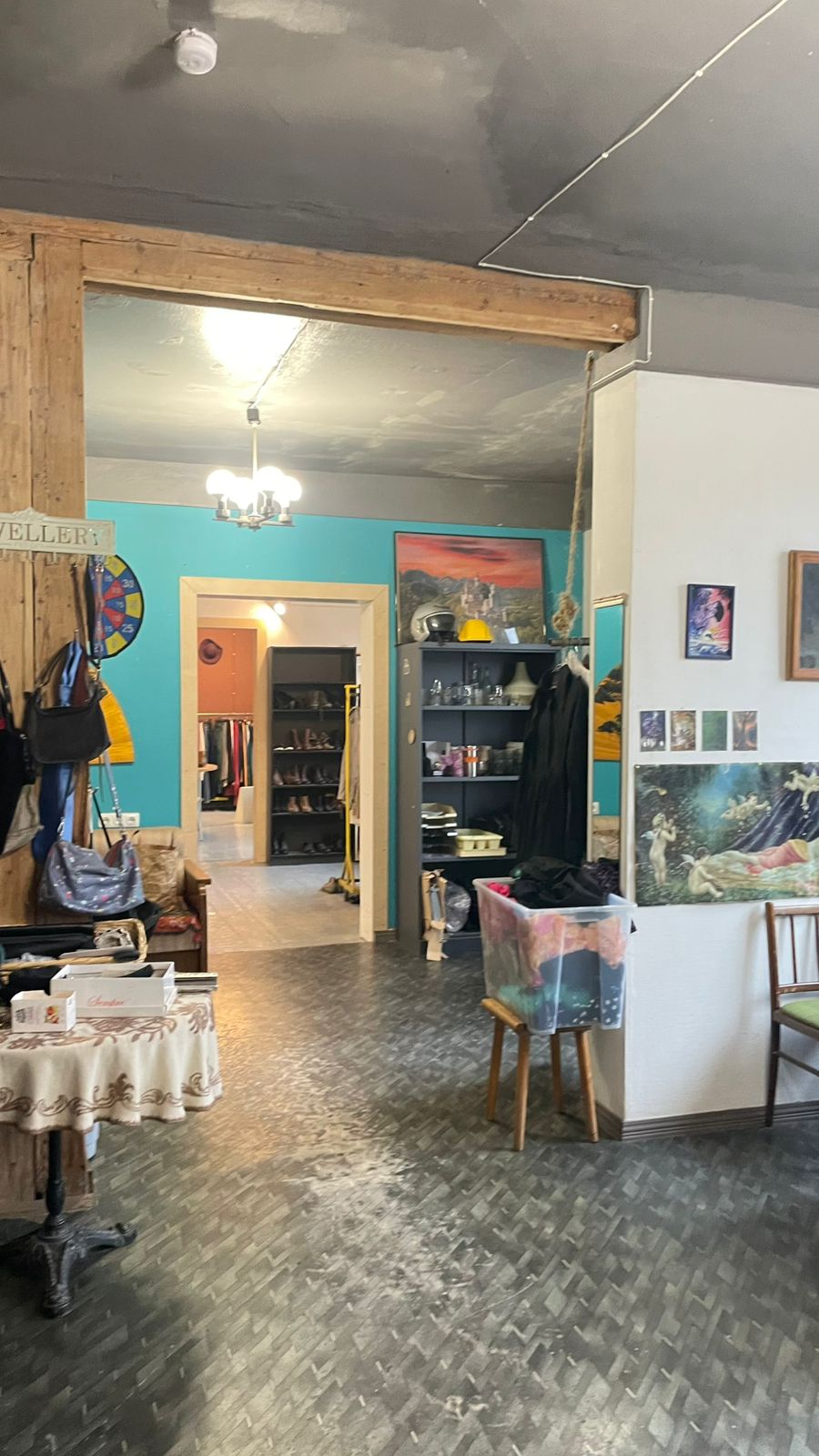 Inside the exchange area of the Repair Café, where unwanted but usable items find a second home.