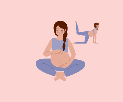 pregrnant woman in prenatal yoga class