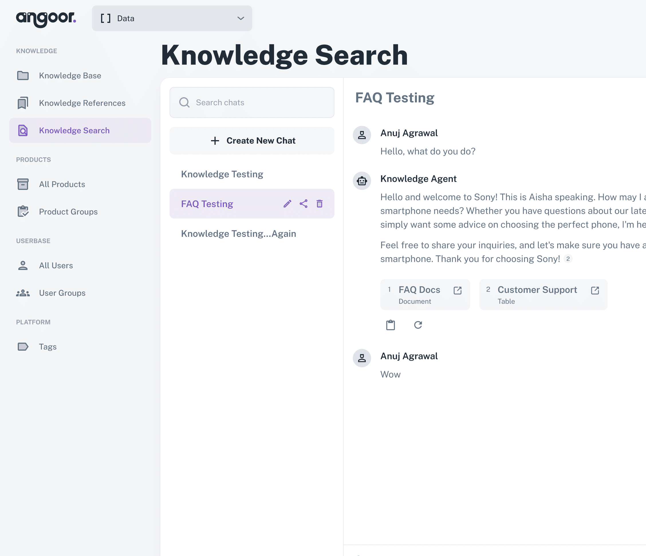 Angoor AI Knowledge Search