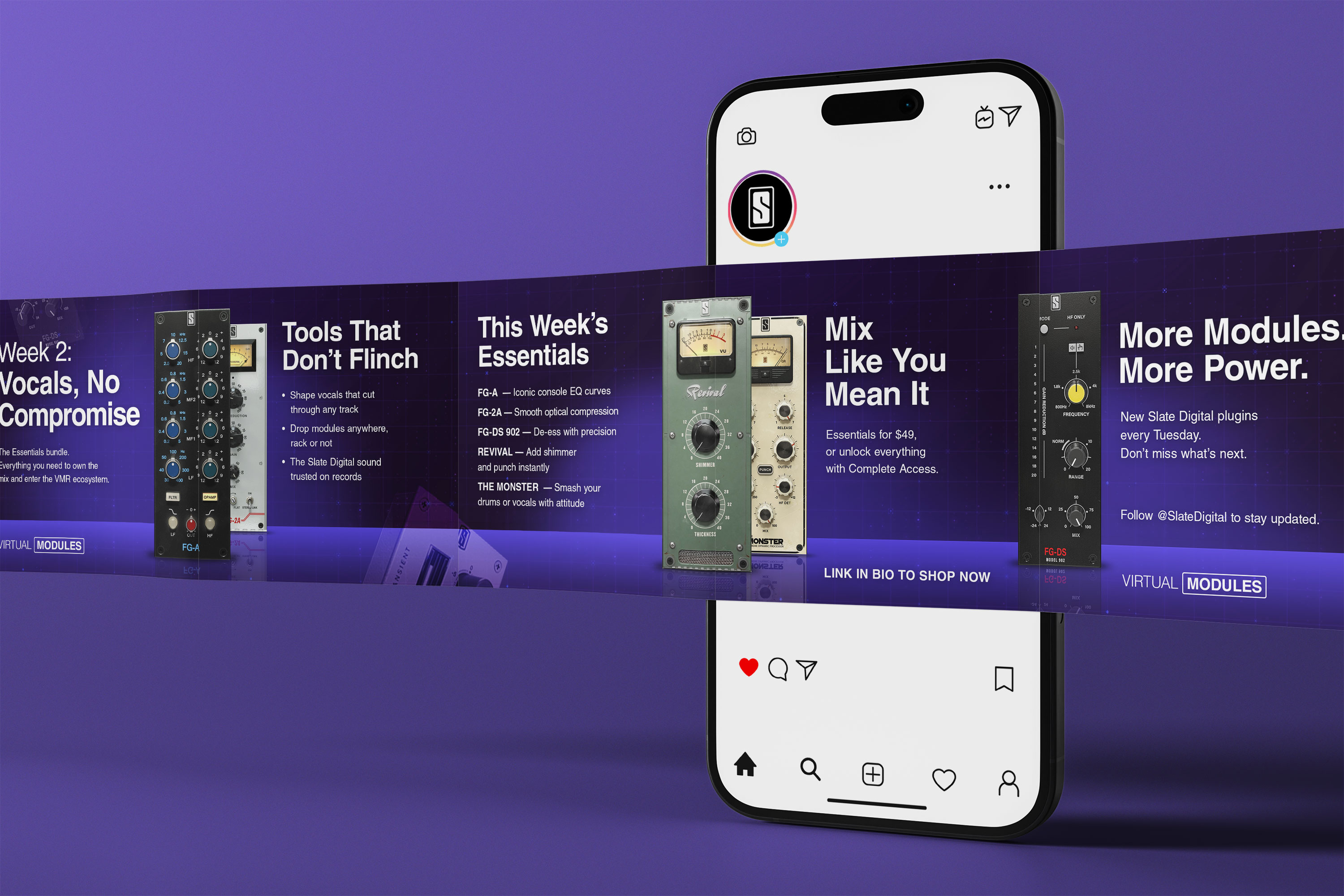 phone and social media carousel side angle