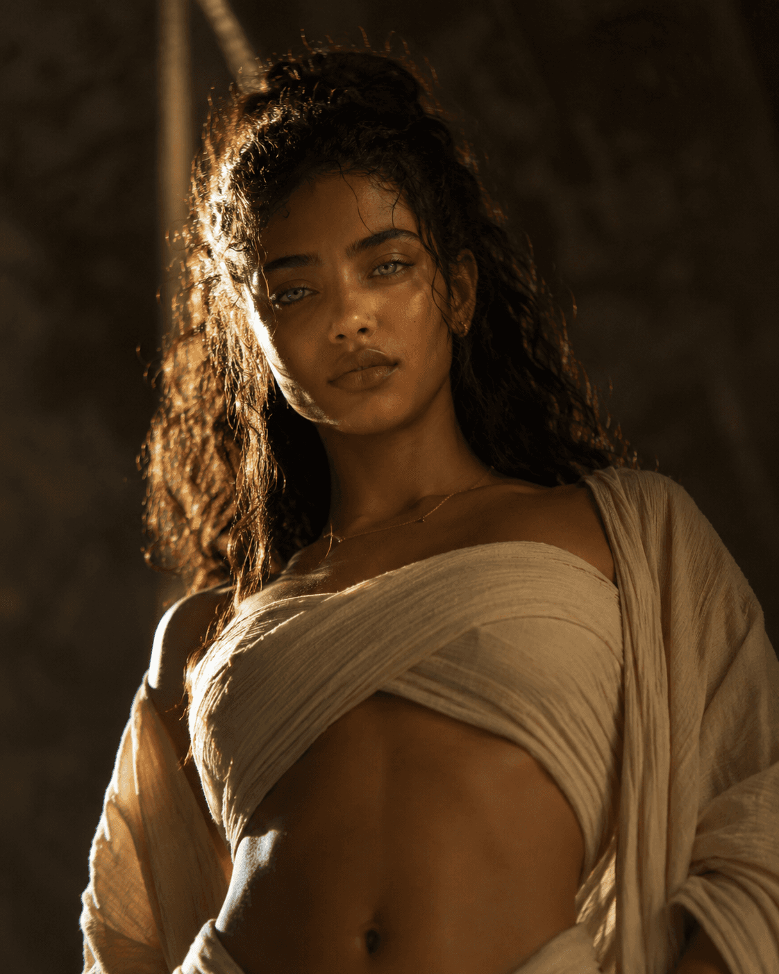 Warm dark cinematic portrait
