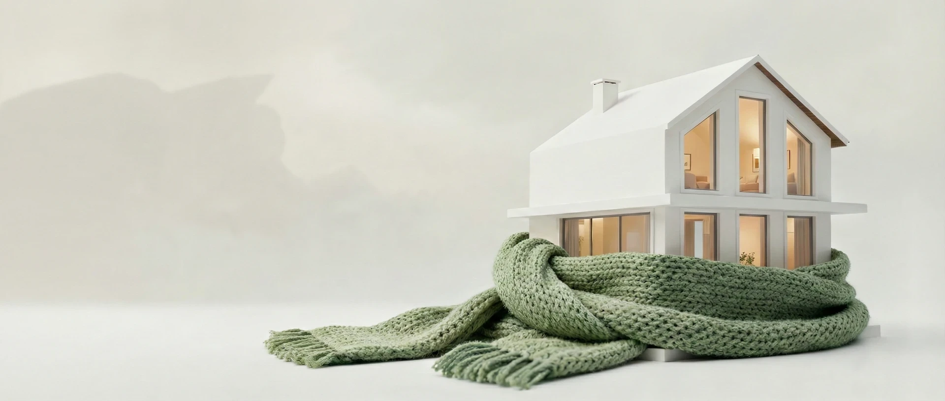 Photo d'une maison avec une écharpe pour illustrer la transition énergétique