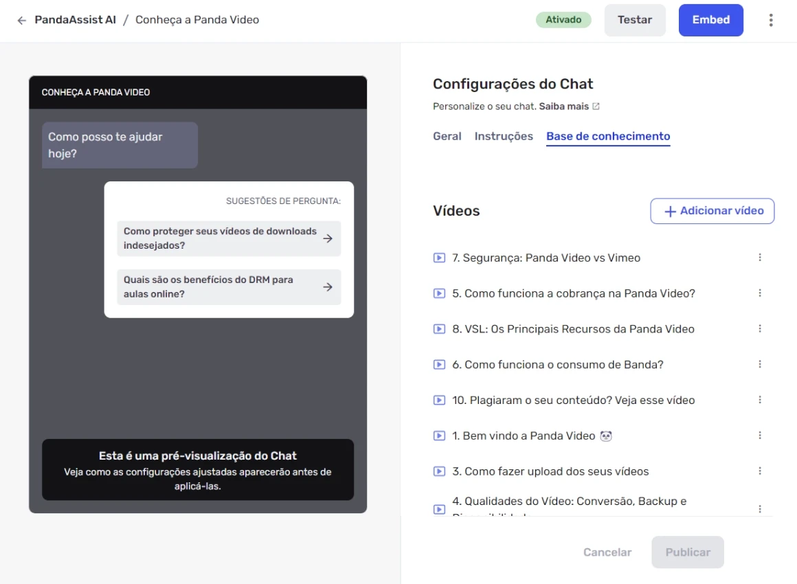 Tela interna do PandaAssist AI