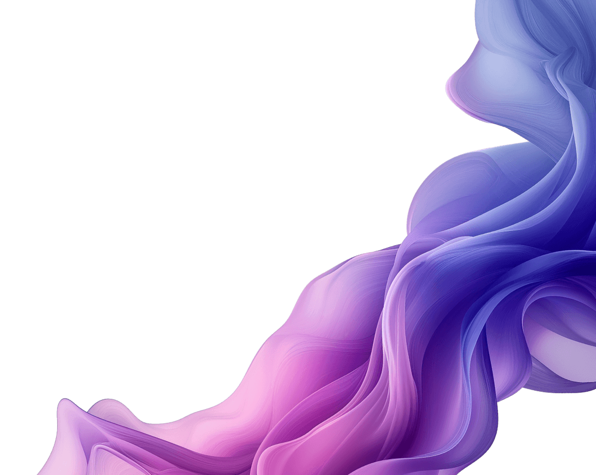 Abstrakt bølgende form i lilla og rosa toner på hvit bakgrunn