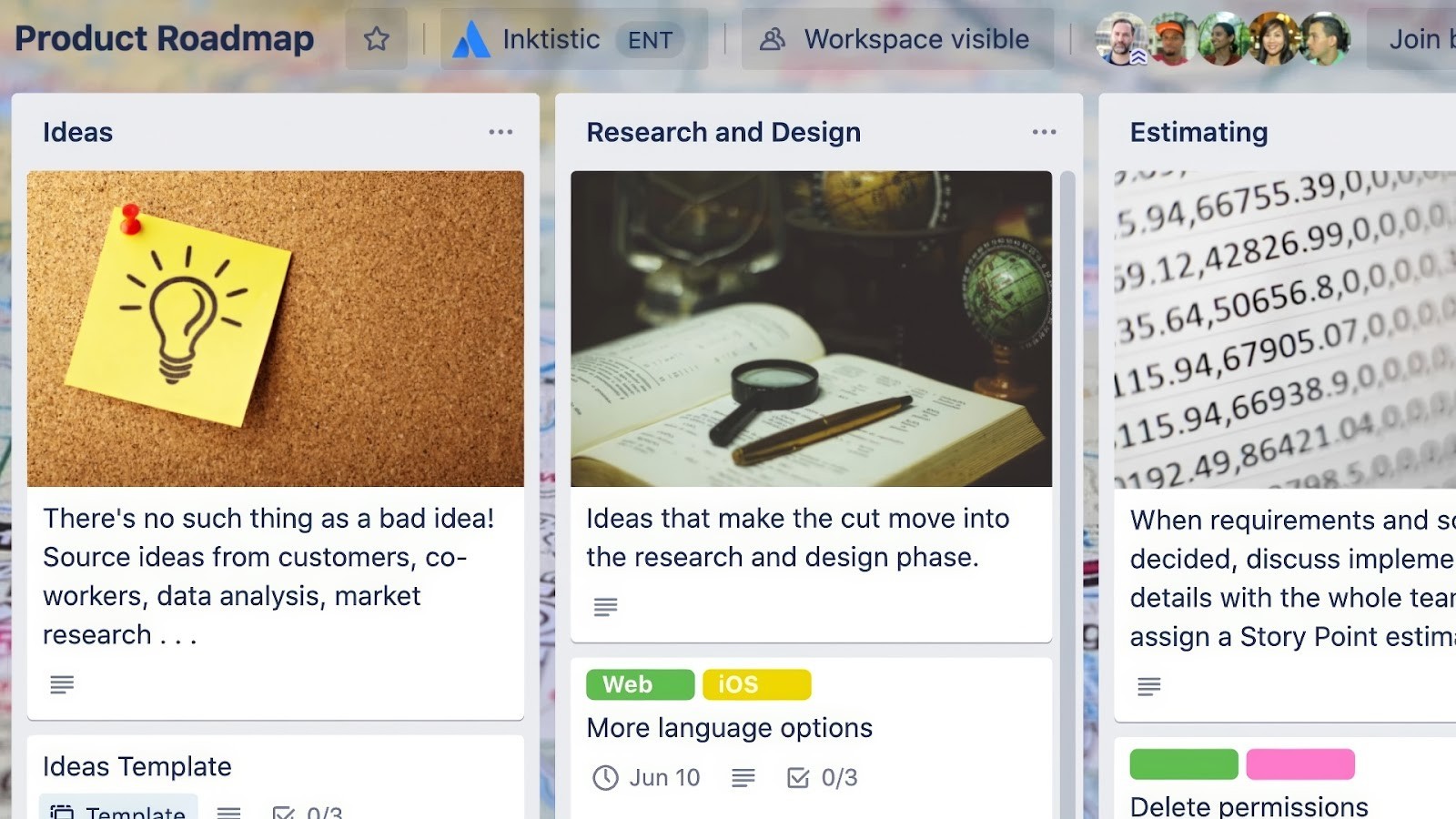 Trello's simple and visual Kanban board